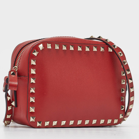 VALENTINO Red Leather Studded Camera Crossbody Bag - Picture 3 of 8
